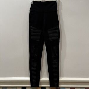 ALO Womens Size XS Motorcycle Style Leggings Workout High Waist Yoga Pants Black